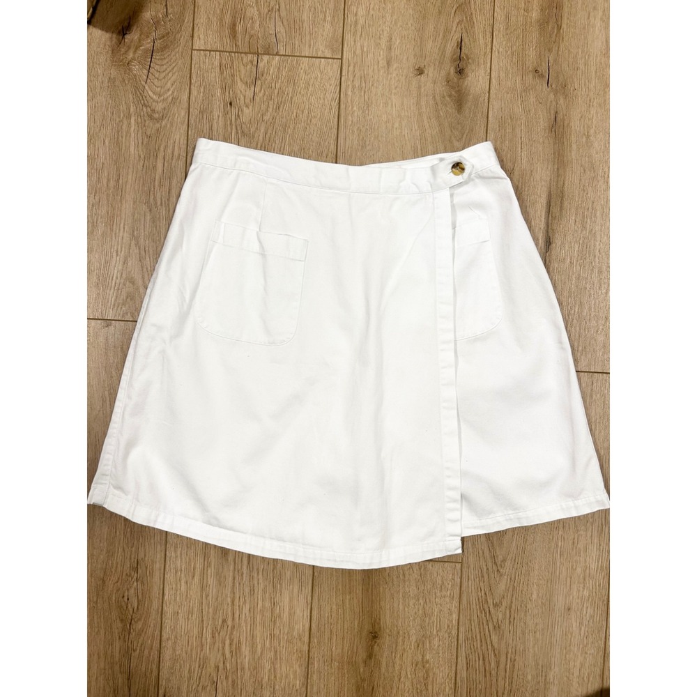 Vintage Real Comfort White Denim Wrap Skort 14 Cotton Mini Skirt Shorts 30
